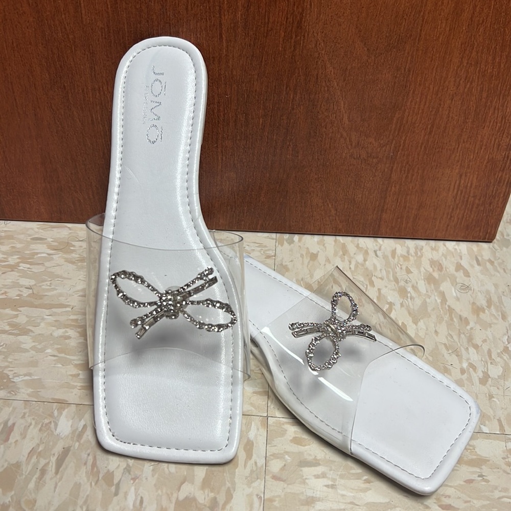 Cute white diamond studded sandals